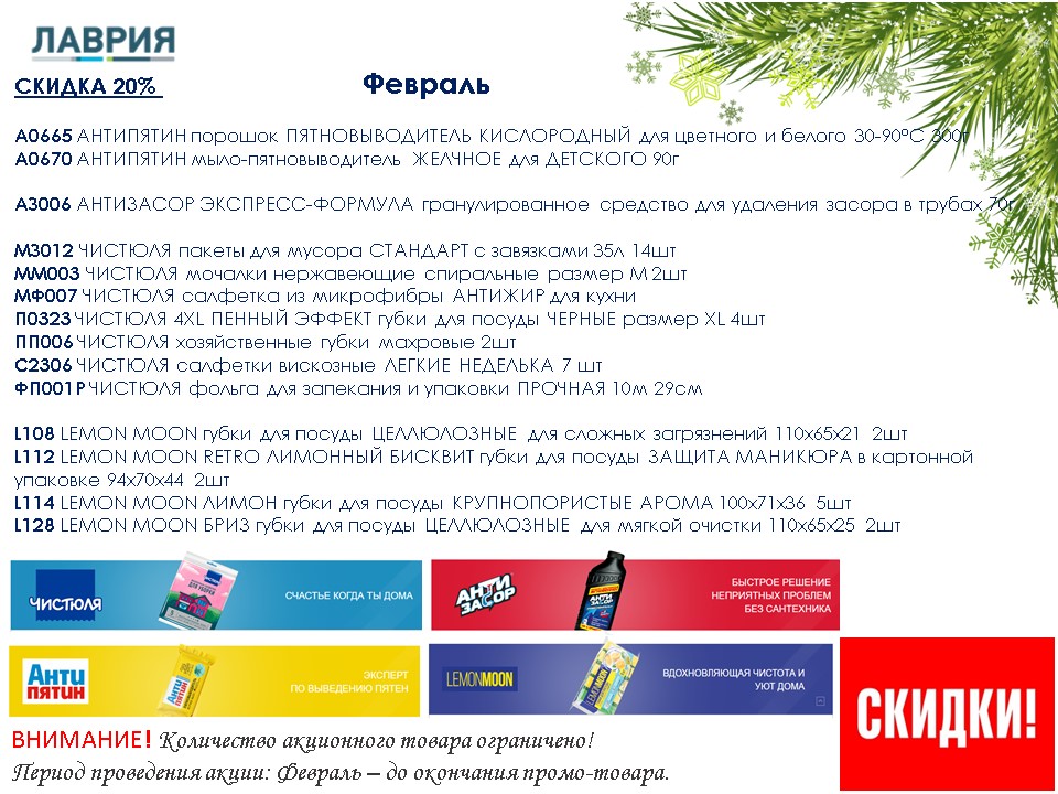 ЛАВРИЯ. Акция Февраль. Скидки 20%